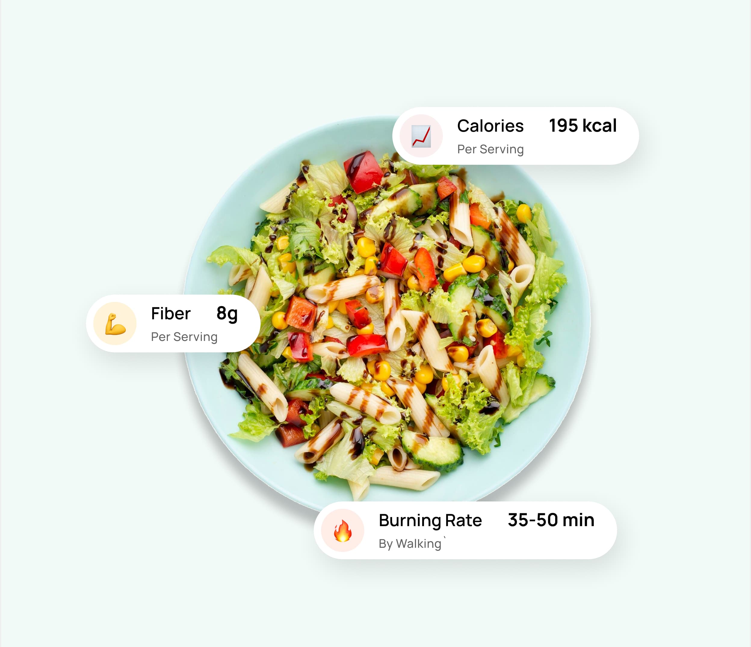 Fresh salad with nutrition labels